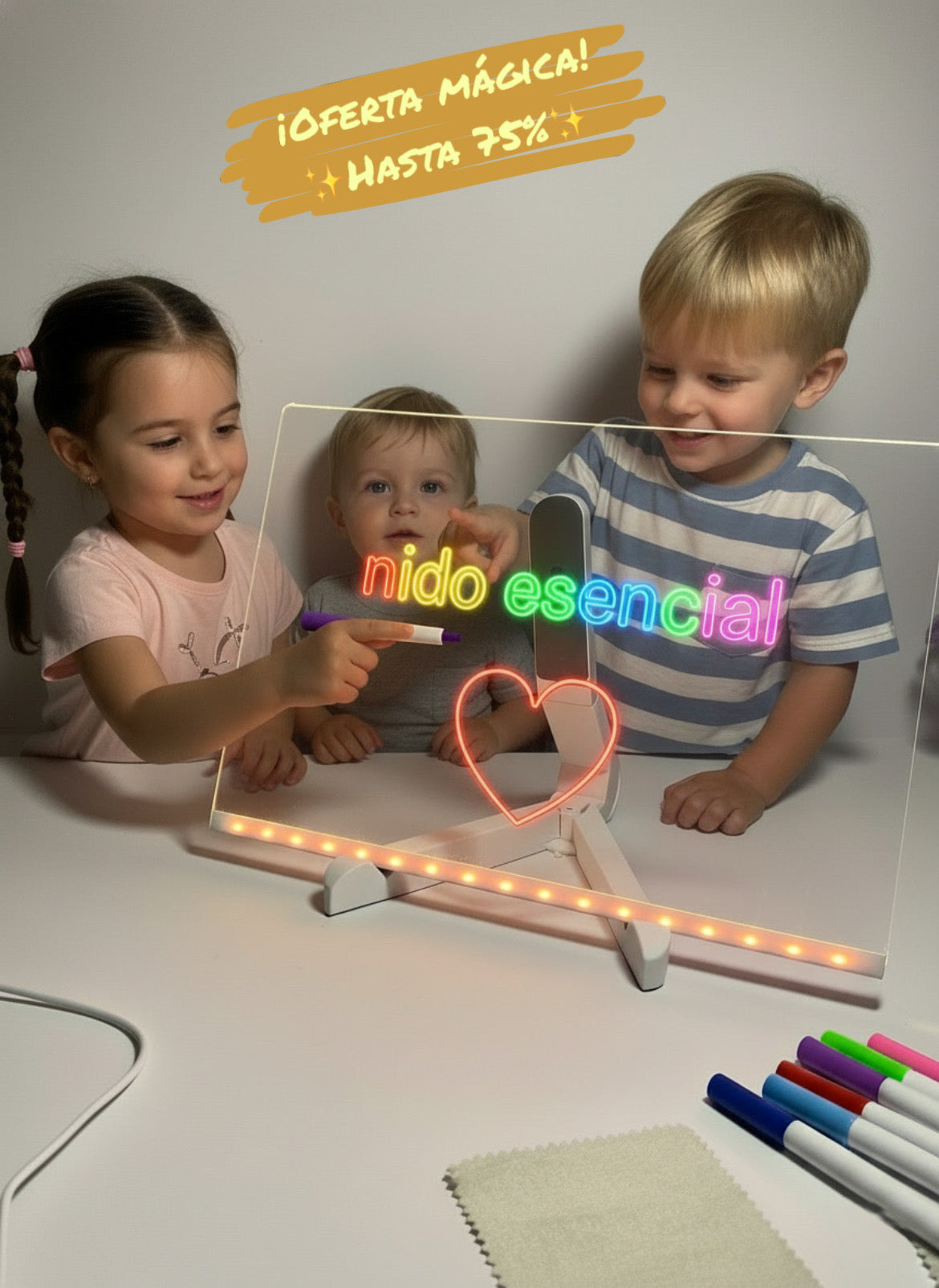 Pizarra LED mágica con luz neón de colores para organización familiar