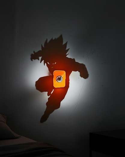 lámpara anime iluminando habitación en la oscuridad con efecto sombra