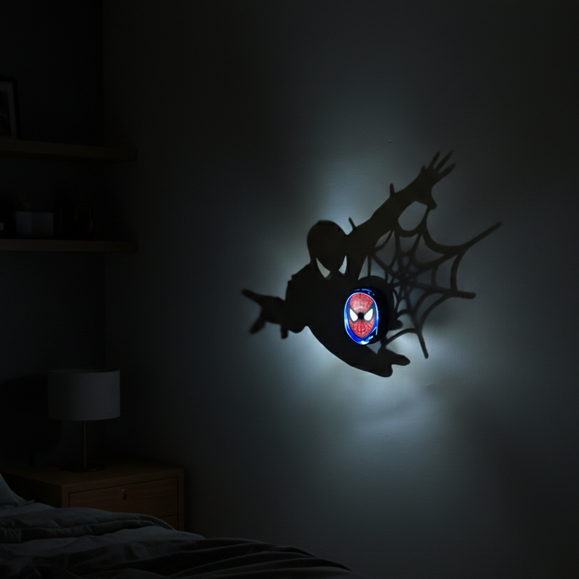 proyección de sombra anime en pared con luz LED